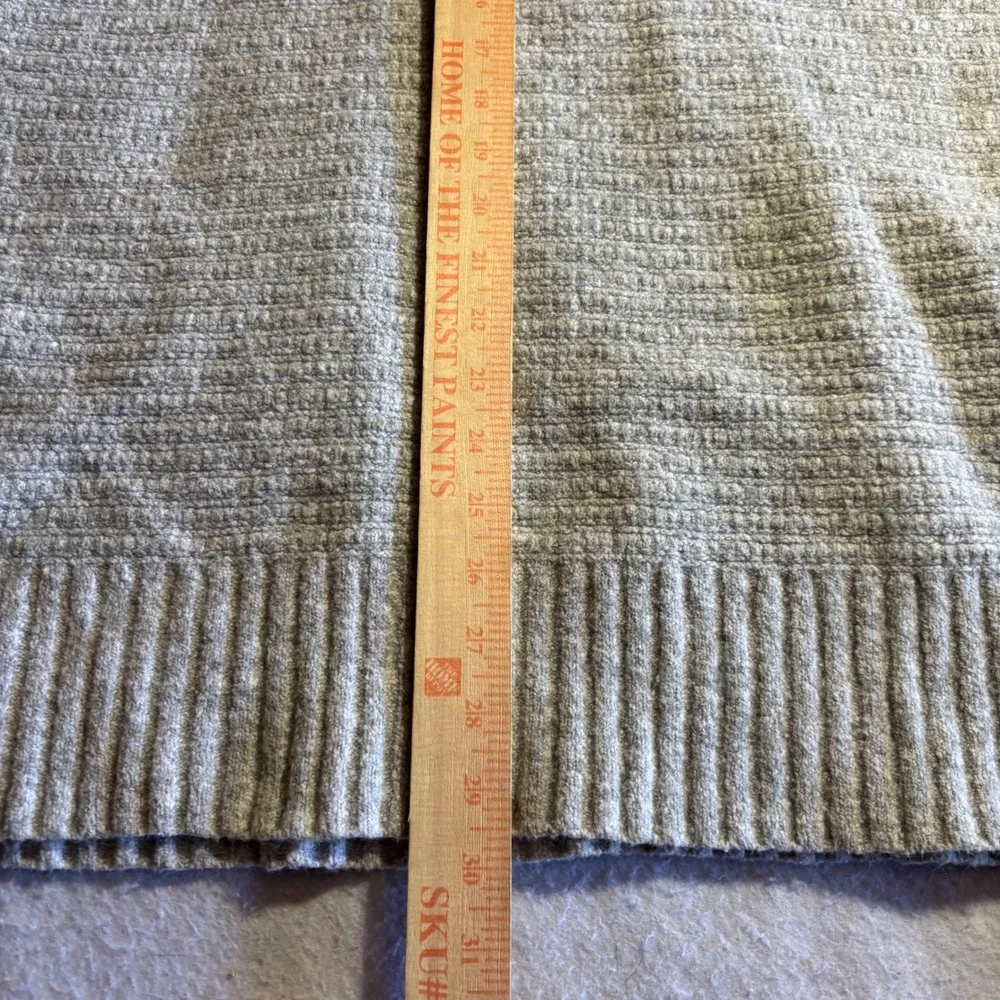 Free People Grey Textured Knit Lace Up‎ Side V Neck Tunic Sweater Size S